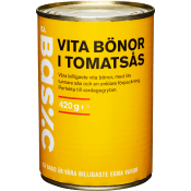 Vita bönor i Tomatsås 420g ICA Basic.