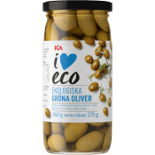 Gröna Oliver med kärnor Ekologisk 360g ICA I love eco.