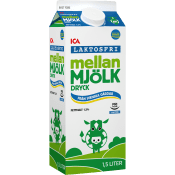 Mellanmjölkdryck Laktosfri 1,5% 1,5l ICA.