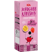 Fruktdryck Jordgubb & passionsfrukt 20cl ICA.
