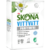 Tvättmedel Vittvätt Parfymfri 1kg Miljömärkt ICA Skona.