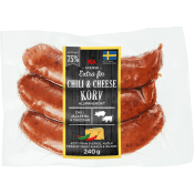 Kryddkorv Chili och Cheese Extra fin 75% Kötthalt 240g ICA.