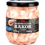 Räkor handskalade i lake 280g ICA.