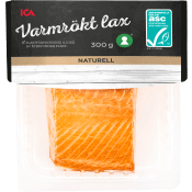 Lax Färsk Varmrökt i bit Naturell 300g Miljömärkt ICA.