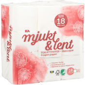Toalettpapper Mjukt & Lent 18-p ICA.