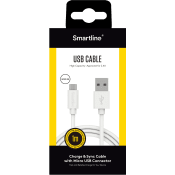 Micro USB-kabel 1m Vit Smartline.
