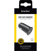 Billaddare 1xUSB 2.4a svart Smartline.