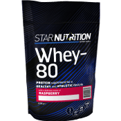 Proteinpulver Whey-80 Hallon 1kg Star Nutrition.