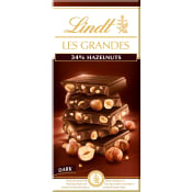 Chokladkaka LES GRANDES Mörk Choklad Hasselnöt 150g Lindt.