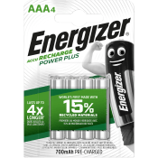 Batteri AAA Laddbart 4-p Energizer Power Plus.