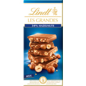 Chokladkaka LES GRANDES Mjölkchoklad Hasselnöt 150g Lindt.