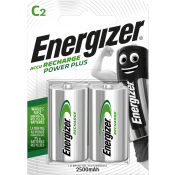 Batteri C Laddbart 2-p Energizer Power Plus.