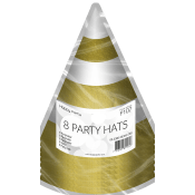 Partyhatt vit/guld 8p Happy Party.