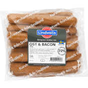 Grillkorv Ost och Bacon 72% Kötthalt 1,5kg Lindvalls Chark.