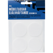 Möbeltassar självhäftande Vita 38mm 4p ICA.
