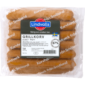 Grillkorv 67% Kötthalt 1,6kg Lindvalls.