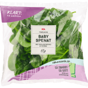 Finbladig babyspenat Sköljd 65g ICA.