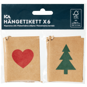 Hängetiketter Hjärta/Gran 6-p ICA.