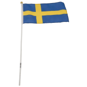 Tygflagga med pinne.