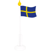 Svensk flagga med fot.