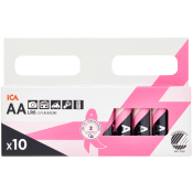 Batteri AA/LR6 10p ICA Rosa Bandet.
