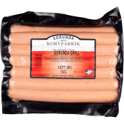 Sorunda Grill 65% Kötthalt 1kg Sorunda Korvfabrik.