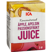 Äppel apelsin & passionsfruktjuice Koncentrat 2dl ICA.