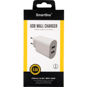 Väggladdare 4.8a USB Vit 1-p Smartline.