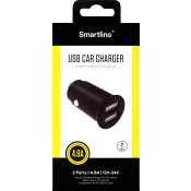 Billaddare 2xUSB 4.8a svart Smartline.
