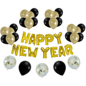 Ballongset Happy New Year Guld/svart Alrik Hedlund.