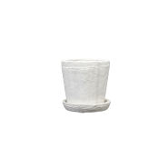 Kruka betong med fat vit 14cm.