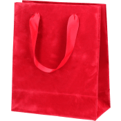 Presentpåse Velvet röd 19x22 cm.