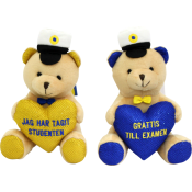 Studentbjörn 15cm m hjärta 2 sort.