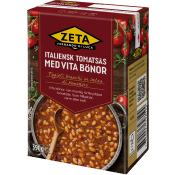 Italiensk Tomatsås med vita bönor 390g Zeta.