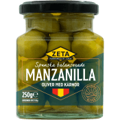 Manzanilla-oliver med kärna 250g Zeta.