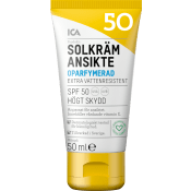 Solkräm Ansikte SPF 50 Oparfymerad 50ml ICA Hjärtat.