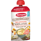 Flerkornsgröt äpple,persika & aprikos 8m 120g Semper.