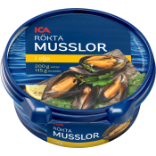 Musslor Rökta i olja 200g ICA.