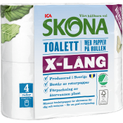 Toalettpapper X-lång 4-p Miljömärkt ICA Skona.