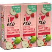 Fruktdryck Äpple päron & jordgubb 20cl 3-p ICA I love eco.