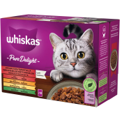 Kattmat Pure Delight smakfulla köttstrimlor i gele 1+ 12-p Whiskas.