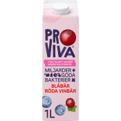 Fruktdryck Blåbär Röda vinbär Utan tillsatt socker 1l Proviva.