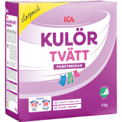 Tvättmedel Kulörtvätt 4kg Miljömärkt ICA.
