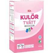 Tvättmedel Kulörtvätt Pulver Parfymfri 1,9kg Miljömärkt ICA.