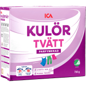 Tvättmedel pulver kulör 750g ICA.