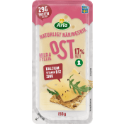 Ost Mild & Fyllig 17% skivad 150g Arla.