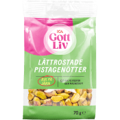 Lättrostade skalade Pistagenötter 70g ICA Gott Liv.