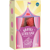 Våffelstrutar hallon 10st 120g ICA.