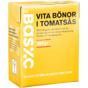 Vita bönor i tomatsås 380g ICA Basic.