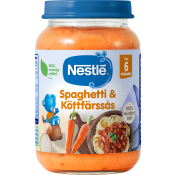 Barnmat Spaghetti & köttfärssås 6m 190g Nestle.